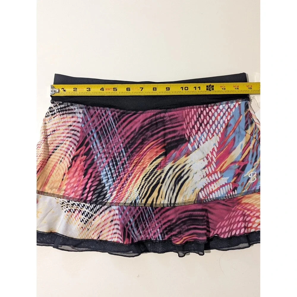 Sofibella NWT Tennis Skort Colorful Abstract Print Mesh Ruffle Size M